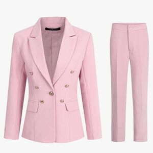 YUNCLOS Vintage 2 Piece Office Suit Set, 1 Button Blazer and Suit Pants